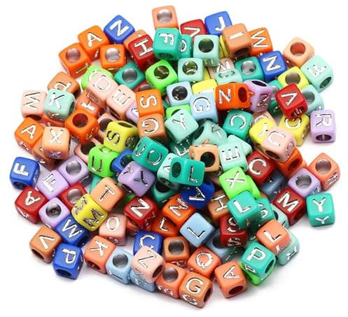 100/200/300/400/500 Stück Gemischte Buchstaben Acrylperlen Russland Alphabet Runde Quadratische Würfel Anzahl Perlen Für Die Schmuckherstellung Diy Armband-B08984,500Stk