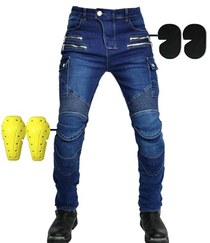 SHUOJIA Pantaloni Da Uomo E Da Donna Per Motociclismo, Moto Biker Jeans Rinforzato Protezione Pantaloni Moto Pantaloni In Denim Pantaloni Da Corsa (A12,XL)
