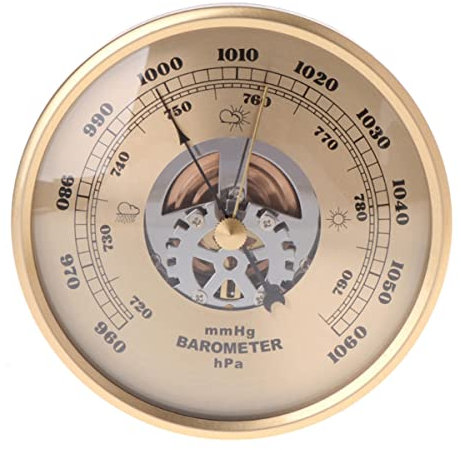 WMGoods Barometer, 108 mm Wand-Barometer, Barometer für Zuhause, Innen- und Außenbarameter, Metallperspektive, rundes Zifferblatt, Luftwetterstation mmHg/hPa