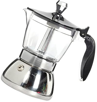DOITOOL Caffettiera in Acciaio Caffettiera Manuale Per Caffè Espresso Contenitore Per Caffè in Acciaio Lucido Pratico e Durevole Per Uso Casa e Ufficio