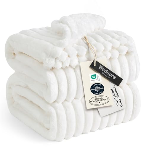 Bedsure GentleSoft King Size Blanket for Bed - Cozy Soft Blankets for Women, Cute Large Bedding Fleece Throws for Girls, Off White, 108x90 Inches