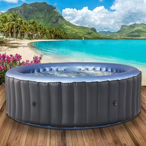BRAST Whirlpool aufblasbar MSpa Bergen für 4-8 Personen | viele Größen Ø180-224cm | In- Outdoor Pool | Ganzjähriger Einsatz | bis zu 144 Massagedüsen | Stromsparend inkl. Energiespar-Timer | Bergen 4