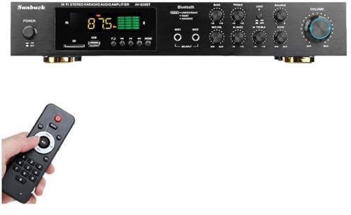 Amplificatore Audio Bluetooth 5 canali Amplificatore HiFi con Telecomando 600W FM/AM stereo digitale USB Amplificatore di potenza Amplificatore completo per conversazioni in eventi di audio