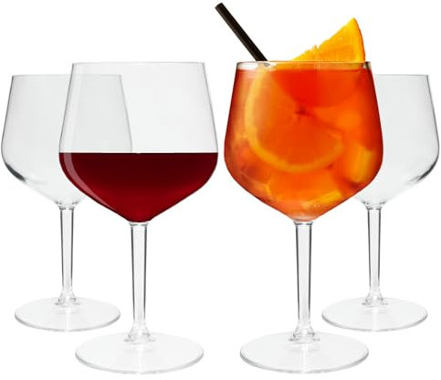 WUITOKI Copas de Plástico Premium (Tritan), 4 uds, 75cl, Vasos de Gin Tonic, Copas de Globo, Apto para Lavavajillas, Irrompibles, Sin BPA, para Cócteles y Spritz