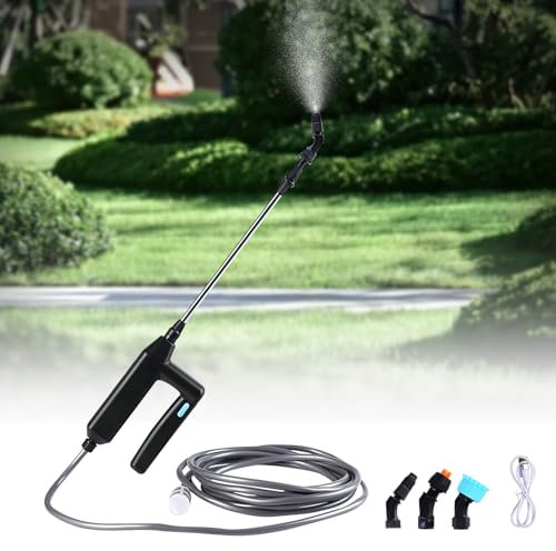 COZHYESS Garden Sprayer, Battery Powered Sprayer, 20'' Pressure Sprayer, 5M Hose, 3 Nozzles, 5 Spray Modes, Rechargeable and Portable Spray Wand for Garden Yard Lawn Weeds