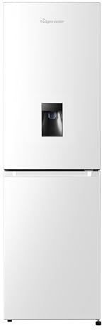 Fridgemaster MC55251DE 55cm Freestanding 256 litre 50/50 Fridge Freezer with Non-plumbed Water Dispenser - Frost Free - LED Lighting- 4 Star Freezer Rating -White - E Rated, H182.4 x W55 x D55.7 (cm)