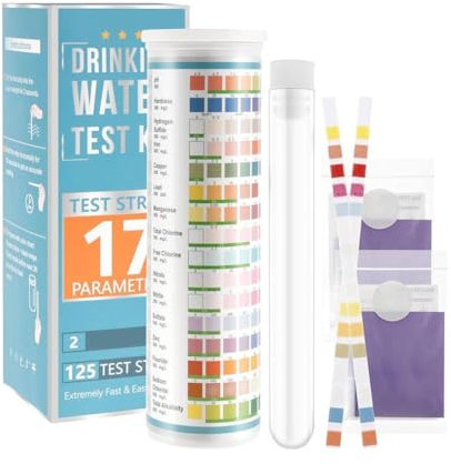 BBASILIYSD 17-in-1 Trinkwasser-Test-Set mit Röhrchen, 100 Streifen, 2 E. Coli-Leistung, genauer Wassertest, einfache Qualitätstests, Wasser
