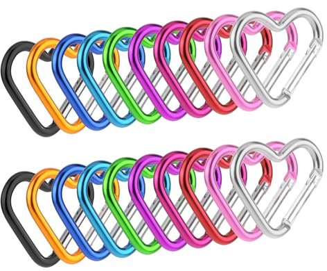 20 Stück Karabiner Herz Karabinerhaken In Herzform Aus Aluminium Farbe Herzkarabiner Kleine Schlüsselanhänger Bunt Metall Herzförmiger Karabiner Für Rucksack Camping Wasserflasche Schlüssel