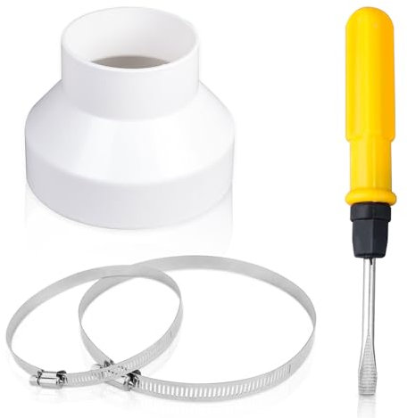 150mm to 100mm Reducer Round Ducting Reducer 6 to 4 inch Duct Pipe Reduction Connector with Stainless Hose Clips for Extractor Fans Cooker Hood Tumble Dryer Ventilation