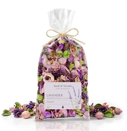 Soul & Scents Lavender Potpourri | Dried Flowers | Fine-Living | Natural Decoration | Mood Enhancer | Perfect for Home Decor, Gifts, and Aromatherapy | Made in India | Pack of 2-140gm Each