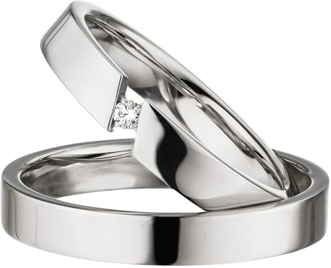 Kolibri Rings Eheringe Verlobungsringe Silber 925 Spannringoptik Zirkonia Stein Set - Gratis Gravur und Etui
