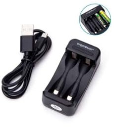 Chargeur Noir de Piles AA/AAA avec Port USB 2 Fentes indépendantes Charge sûre et Portable