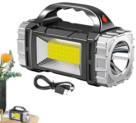 Lampe de camping rechargeable – Torches LED super lumineuses | Lumière LED portable pour le camping | Lampe de poche solaire étanche USB rechargeable, fournitures portables et alpinisme T