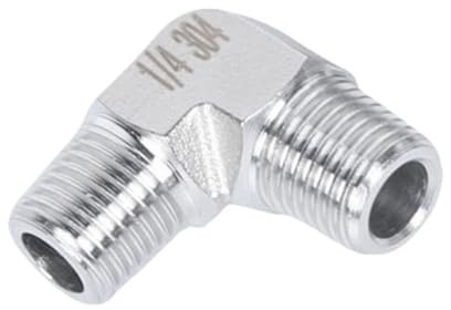 HCPGBGLBTF 304 Stainless Steel High Pressure Forged Pipe Fitting Connector - 1/8' 1/4' 3/8' 1/2' BSP Female to Male Elbow Tee 3-Ways Threaded elbow(Elbow Male-Male,BSP 304_1/8)