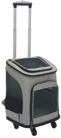 Transportín para gatos con ruedas, transportador plegable para mascotas, capacidad de carga de 9 kg, gato de 7,5 kg, perro, caja de transporte de animales rectangular, para viajes, senderismo, paseos