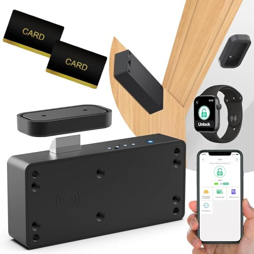Anweller Smart Cabinet Lock, RFID Bluetooth Drawer Lock for Children, Hidden Baby Proofing Child Safety Locks for Liquor Cabinet Drawer Cupboard Desk Dresser Adults, Black