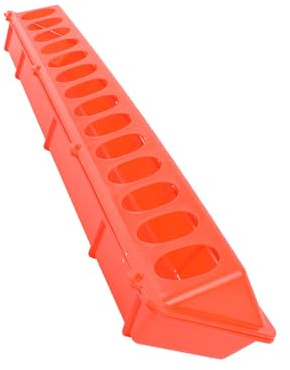 minkissy Red Large Long Feeding Trough for Chickens and Pigeons, Anti-drop Food Container for Bird Cages, Sturdy Poultry Feeder Bowl Suitable for Bird Feeding Supplies