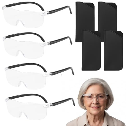 4Pcs Magnifying Glasses for Reading and Hobbies, 8-Piece Set with Four Carrying Pouches, Multiple Magnification Levels Including 3x, 5x, 8x, and 10x