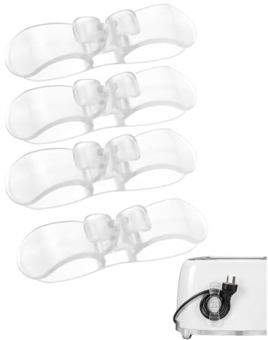 QEQSHQO Organizer per Cavi Elettrodomestici, 4 Pezzi Trasparente, Avvolgicavo Autoadesivo Senza Forare, Supporto Invisibile Salvaspazio per Cucina, Macchina del Caffè e Mixer