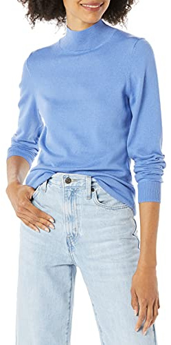 Amazon Essentials Maglione Leggero con Collo a Lupetto (Disponibile in Taglie Forti) Donna, Blu, M