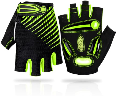 LUROON Fahrradhandschuhe Halbfinger Atmungsaktiv Rutschfestes Stoßdämpfende Kurz Gel Sommer MTB Radhandschuhe für Herren Und Damen