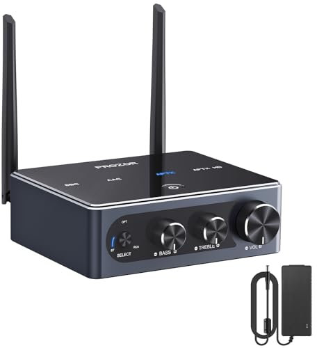 PROZOR Verstärker Hifi 192khz/24Bit Bluetooth 5.2 Stereo-Verstärker Unterstützung Optischer Eingang aptX HD ACC Stereo-Verstärker DAC-Verstärker mit Bass-Höhen-Regler für Passivlautsprecher 100W x 2