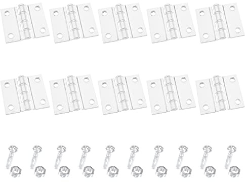 INCREWAY Transparentes Acrylscharnier, 10 Stück, transparentes Klappscharnier, Acryl-Kunststoff-Scharniere mit Schrauben für Geschenkboxen, Glastüren, Schranktüren (45 x 38 mm)