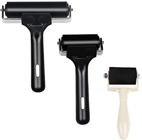 Zasvec Rullo Pressore 3 Pezzi Rulli in Gomma Colla Roller Rullo Pittura Rullo Gomma Colla Roller per stampaggio a inchiostro per Pittura ad Olio Carta da Parati Artigianato Bricolage
