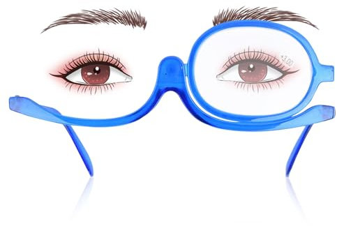 Vergrößerungs-Make-up-Brille, rotierende Make-up-Brille mit einer Linse und unidirektionaler Vergrößerung, faltbare Lesebrille, unverzichtbares Make-up-Werkzeug für Frauen (blau)