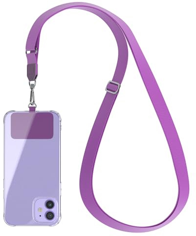 EAZY CASE catena universale per cellulare adatta a tutti gli smartphone, catena da appendere, cover con cordino, catena per smartphone da portare in giro, cinghia per cellulare, Viola