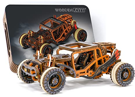 WOODEN.CITY Buggy LE 3D Wooden Puzzles for Adults – Build Your Own Buggy with Rubber‑Band Motor – Self‑Assembly Model, DIY Gift for Adults and Teens