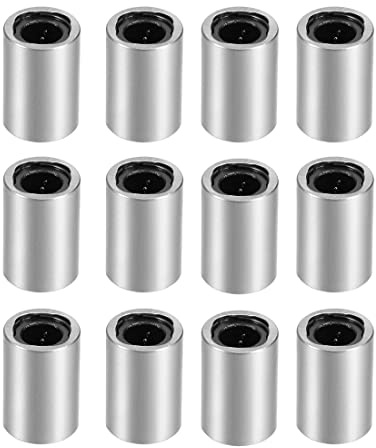 HiPicco Linear Ball Bearings, LM4UU 4mm Linear Motion Bushing Double Side Rubber Sealed Rod Liner Shaft Parts for CNC Machine 3D Printer 12 Pack