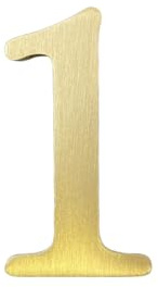 Self-Adhesive Solid Brass Number 1-1.77 Inch (4.5CM) Gold Metal Wall Sticker for House Address, Mailbox, Apartment, DIY Home Decor (Number 1)