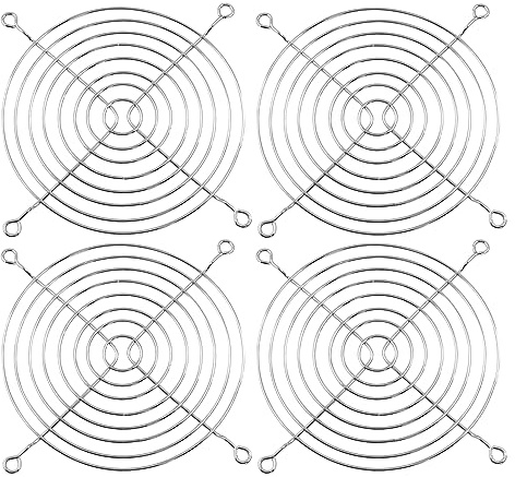 Unlorspy 4 Pcs Fan Protect Mesh Grill Silver Fan Grill with Screws for 120mm Case Fan (115 x 115mm)