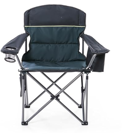 LET'S CAMP Campingstuhl Klappstuhl Faltbar Übergroßer Angelstuhl mit Getränkehaltern Kühltasche Faltstuhl Outdoorstuhl bis 200kg