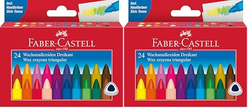 Faber-Castell 120024 Dreikant-Wachsmalkreide, 24er Etui, 1 Stück (Packung mit 2)