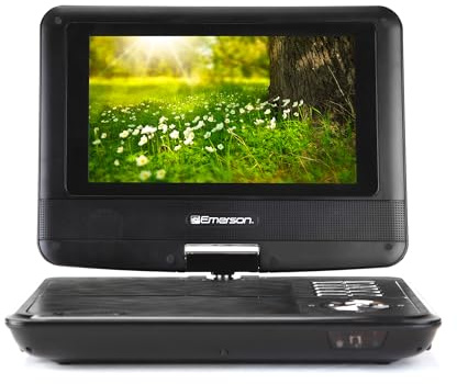 Emerson EPD-7001 Lettore DVD portatile da 7 con altoparlante integrato, batteria ricaricabile e schermo girevole a 180°, perfetto per la riproduzione di DVD e intrattenimento in movimento