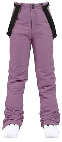 LAEMILIA Herren Damen Wasserdicht Schnee Skihose Hose Isoliert Warm Unisex Winter Outdoor Snowboardhose Lätzchen mit verstellbaren Hosenträgern, violett, XXXL