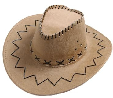 Whcctl Western Cowboyhut, Cowboyhut mit Breiter Krempe, Texas Cowboy Hut, Cowgirl-Fedora, Wildleder Cowboyhut, für Erwachsene Perfekt für Karneval