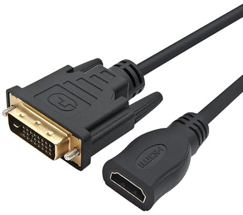 HDMI Hembra a DVI 24+1 Macho Cable 0.3 Metros- Ultra HD HDMI a DVI Adaptador para Pantalla de Alta Definición de Extensión