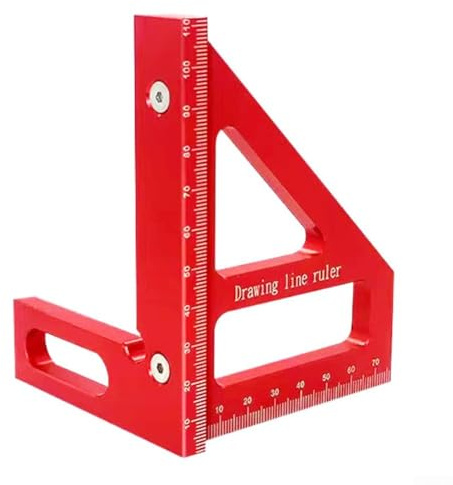 Oniissy Angle Measuring Ruler,Woodworking Square Protractor, 3D Multi Angle Measuring Ruler, High Precision Layout Multipurpose Measuring Tool for Engineer Carpenter(Red)