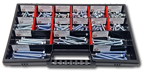 Sechskantschrauben Sortiment M6 // 6mm-60mm 200 tlg Schraubenbox DIN 933/ISO4017 Vollgewindeschrauben Maschinenschrauben Gewindeschrauben Sechskantschrauben