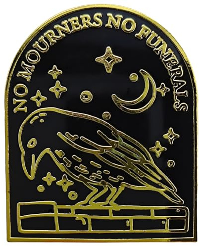 Ficsowy No Mourners No ... Crow Enamel Lapel Pin, Six Raven Art Badge Gift for Jackets, Bags, Hats