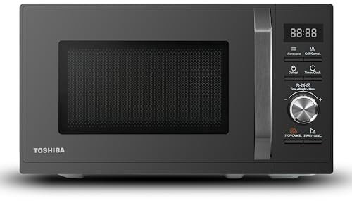 Toshiba MW3-AG20PE(BK) Mikrowellen mit Grill 20L 3-in-1 Mikrowellenherd, Chef-Abtauung, Mikrowelle, Grill, Kombi, 5 Leistungsstufen, 8 Automatikprogrammen, Einfacher Reinigung, Schwarz