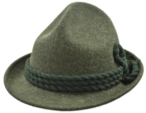 Melegari Tiroler Berghut | Dreispitz Artavaggio | Schäferhut | Bauer und Jäger | Loden Hut | Traditioneller Berghut, Lodengrün, 55-56
