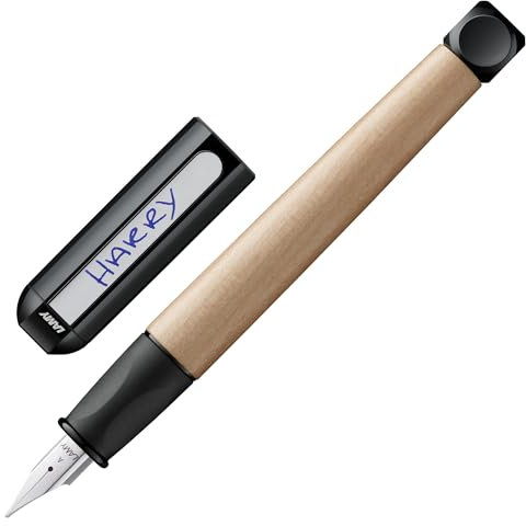 Lamy abc black Füller - kindergerechter Schreiblernfüller mit ergonomischem Griff & polierter Stahlfeder in Strichbreite A - robustes Ahorngehäuse - inkl. Tintenpatrone T 10 blau - Rechtshänder