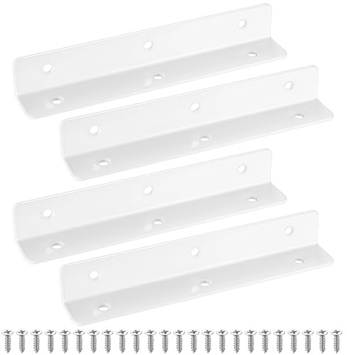 Lot de 4 équerres pour bois, supports d'angle pour parterre de jardin surélevé, supports en L en métal blanc pour jardins, réparation de joints, meubles, étagères, armoires, 190 x 30 x 30 mm, vis