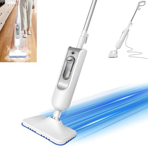Banas 1500 W Smart Electric Steam Mop with 400ml Water Tank, 2 Reusable Mop Pads & 4.8m Power Cable, 20s Rapid Heating, 2-Gear High Volume Steam Output, for Multi-Floors & Carpets Cleaning