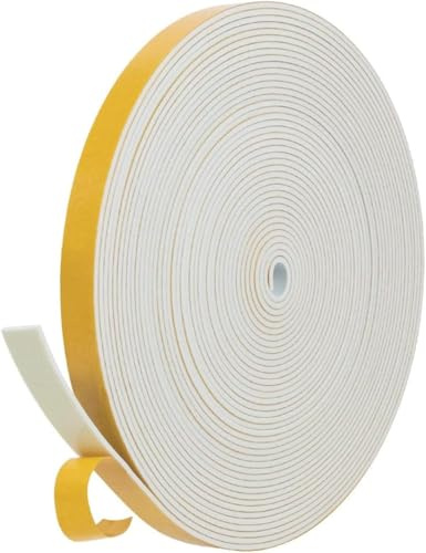 Dichtband Selbstklebend Gummidichtung für Türen Fenster, 12mm(B) x1.5mm(D)/10m(L) Geschlossenzelliges Dichtungsband mit hoher Dichte, für Anti Kälte-Wind Lärm und Kollision (Weiß)