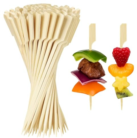 BOULESENM 12cm Spieße Snack Fingerfood, 200PCS Cocktailspieße Spiesse für Snacks Fingerfood Party Spieße Holz-Paddelspieße für Cocktail, Vorspeisen,Sandwich, Grill, Snacks